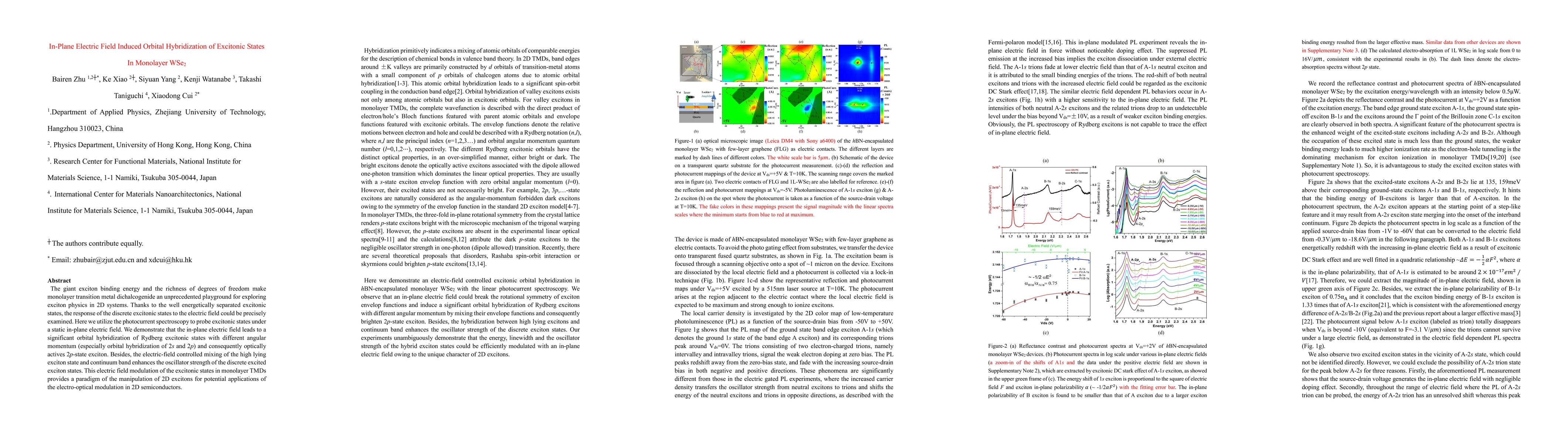 Thumbnail for In-Plane Electric Field Induced Orbital Hybridization of Excitonic
  States In Monolayer WSe2