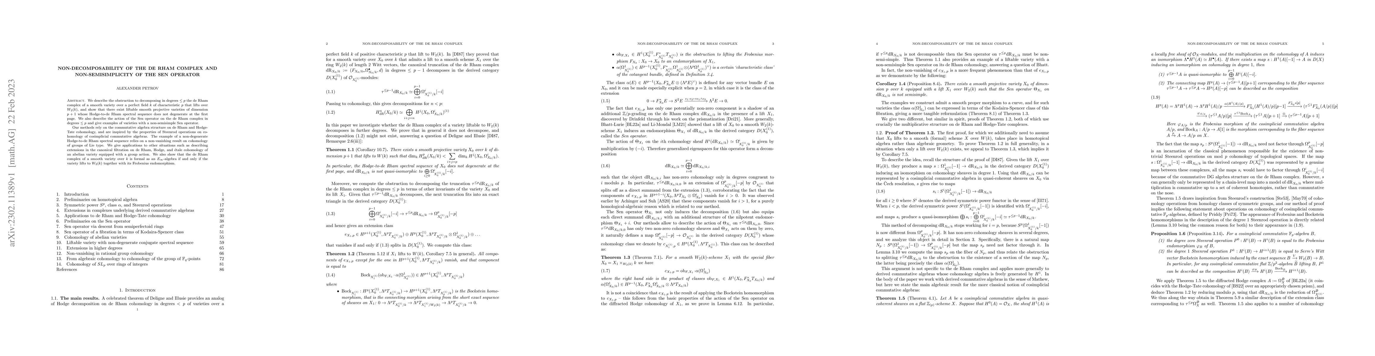 Thumbnail for Non-decomposability of the de Rham complex and non-semisimplicity of the
  Sen operator