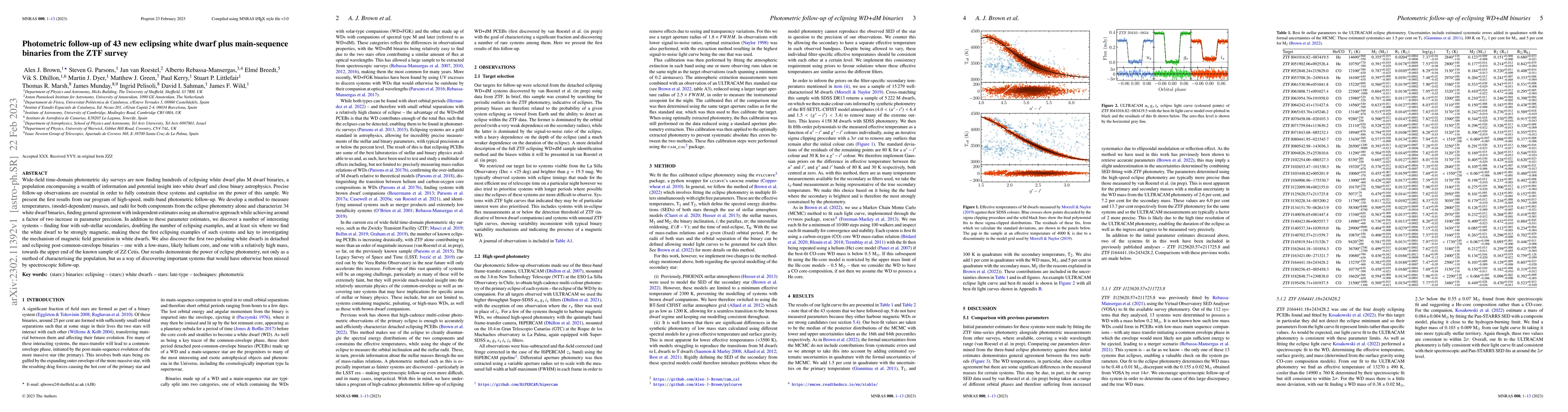 Thumbnail for Photometric follow-up of 43 new eclipsing white dwarf plus main-sequence
  binaries from the ZTF survey