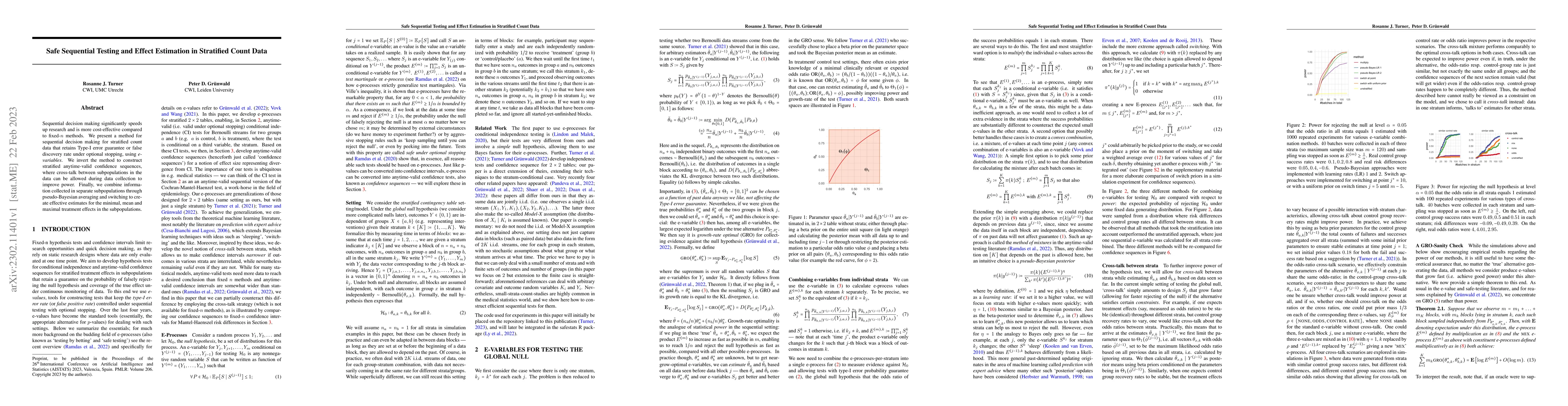 Thumbnail for Safe Sequential Testing and Effect Estimation in Stratified Count Data