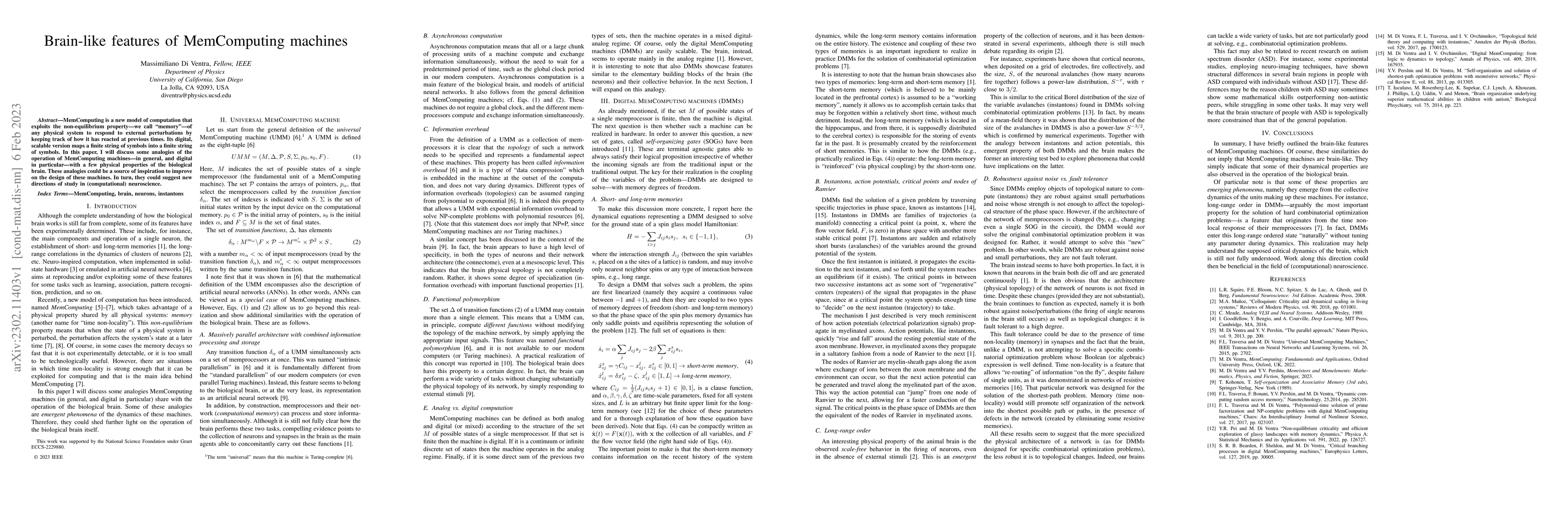 Thumbnail for Brain-like features of MemComputing machines