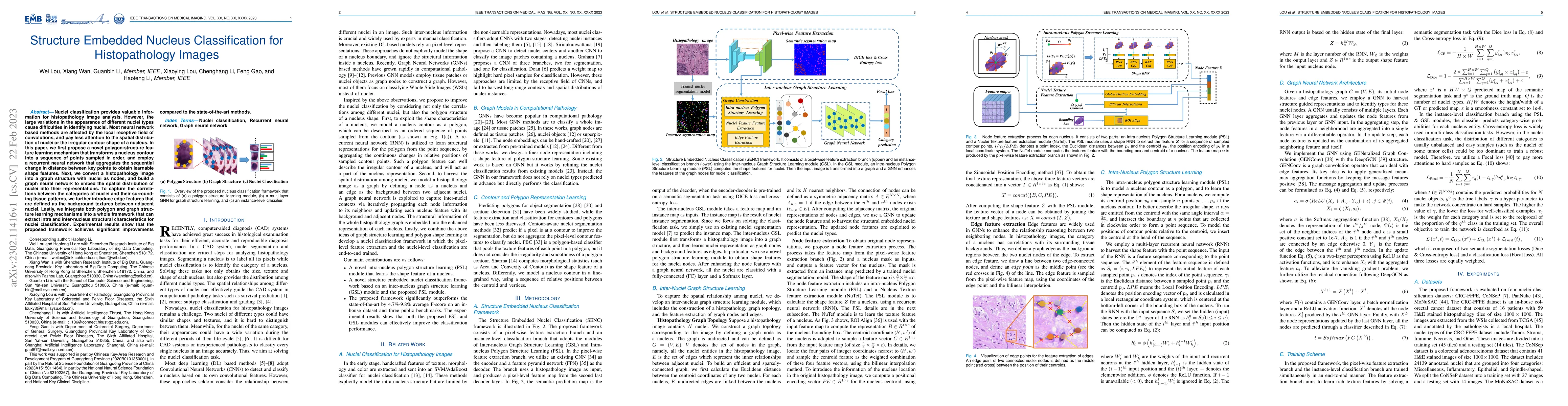 Thumbnail for Structure Embedded Nucleus Classification for Histopathology Images