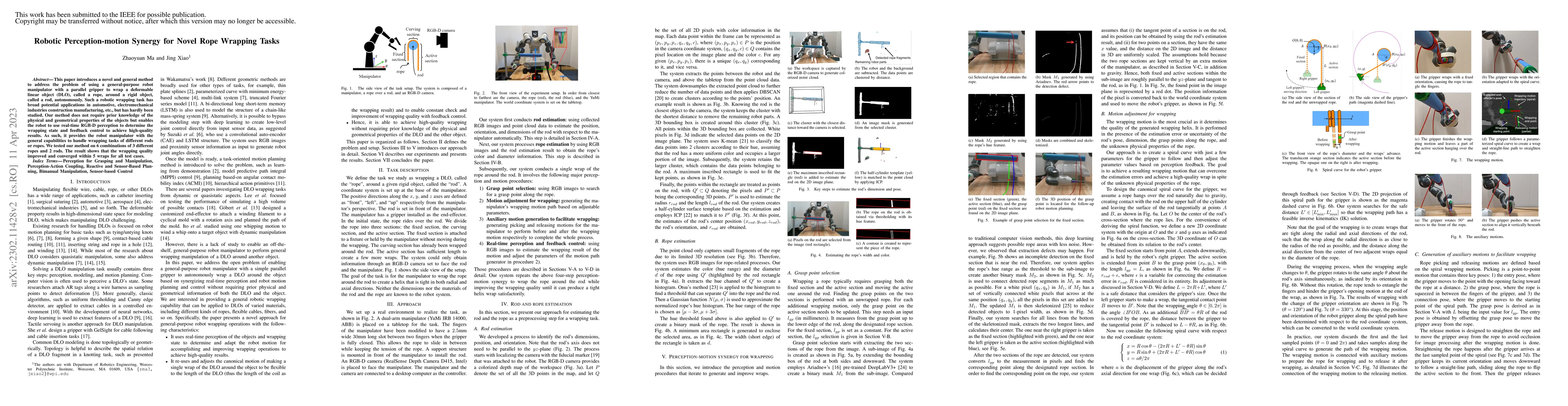 Thumbnail for Robotic Perception-motion Synergy for Novel Rope Wrapping Tasks