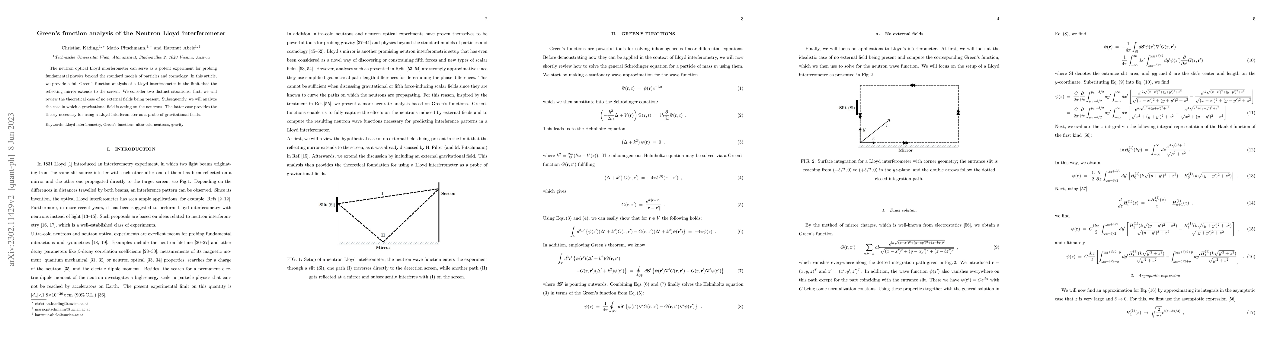 Thumbnail for Green's function analysis of the Neutron Lloyd interferometer