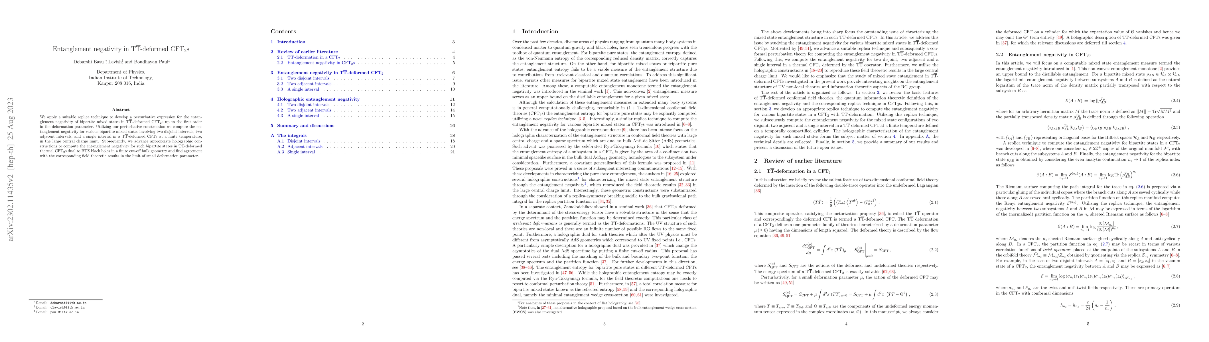 Thumbnail for Entanglement negativity in $\text{T}\bar{\text{T}}$-deformed CFT$_2$s