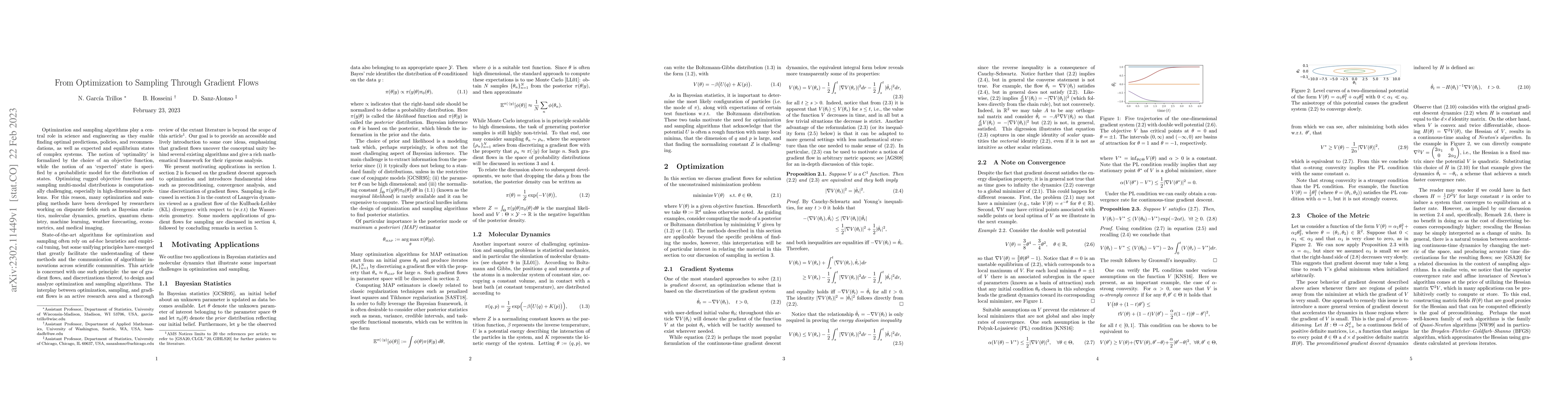 Thumbnail for From Optimization to Sampling Through Gradient Flows