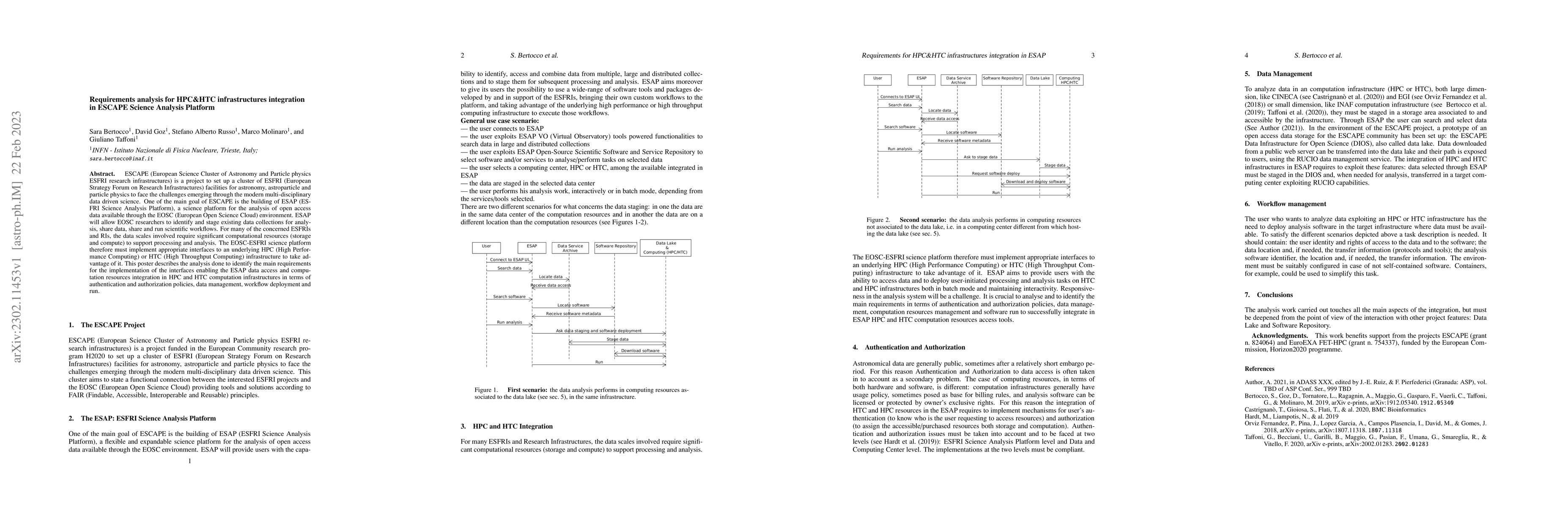 Thumbnail for Requirements analysis for HPC\&HTC infrastructures integration in ESCAPE
  Science Analysis Platform