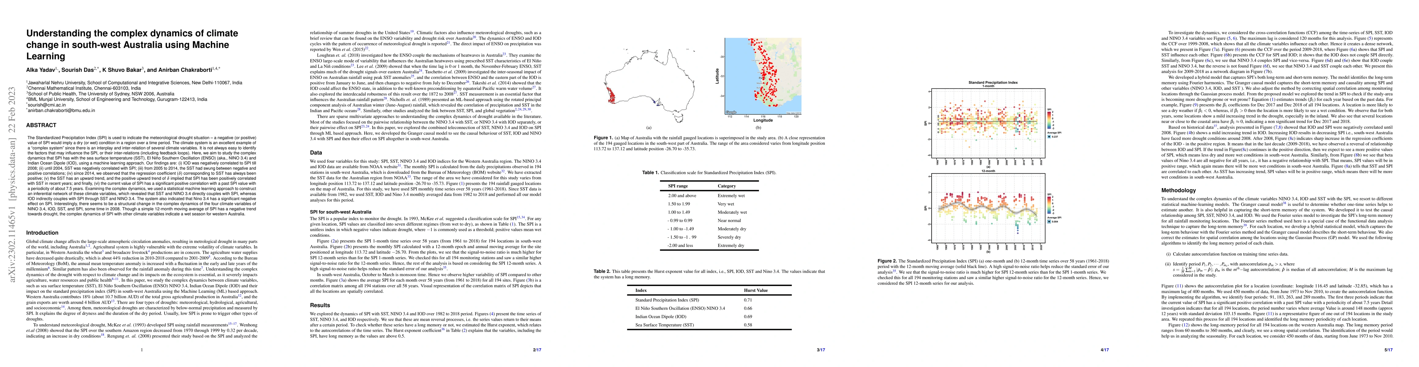 Thumbnail for Understanding the complex dynamics of climate change in south-west
  Australia using Machine Learning