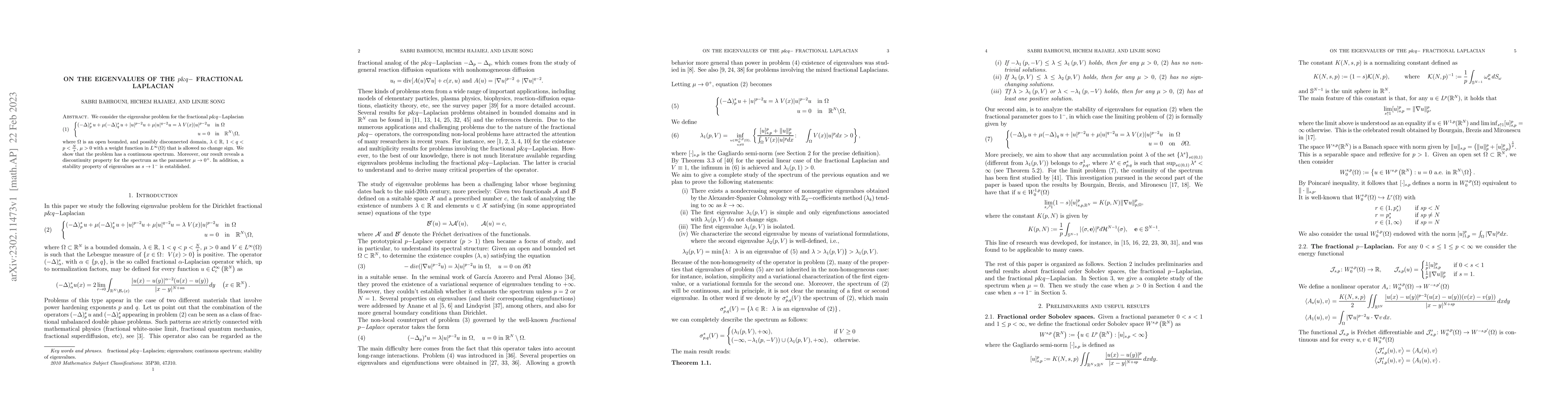 Thumbnail for On the Eigenvalues of the $p\&q-$ Fractional Laplacian