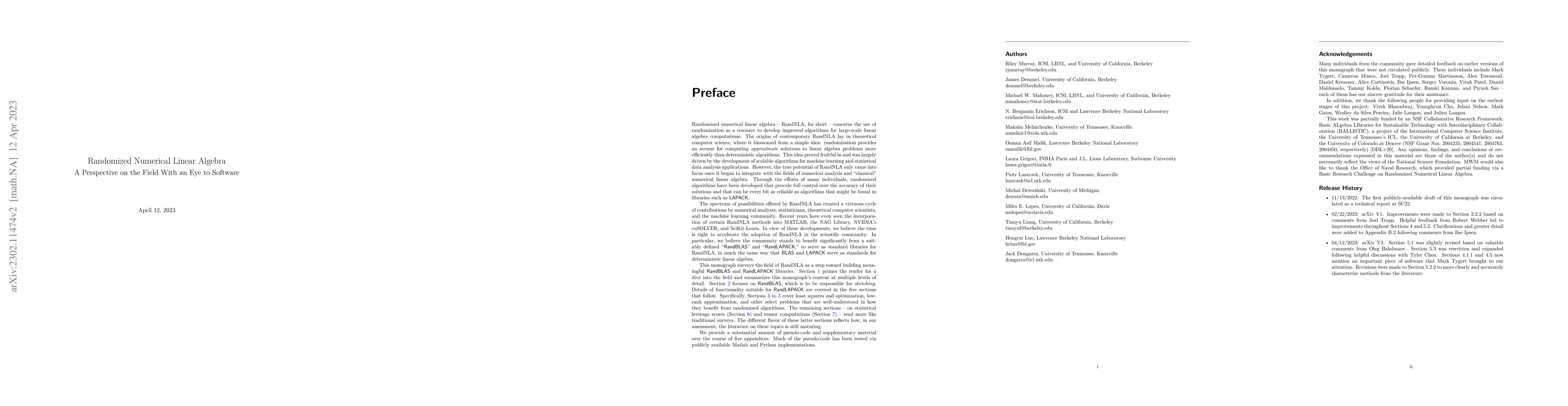 Thumbnail for Randomized Numerical Linear Algebra : A Perspective on the Field With an
  Eye to Software
