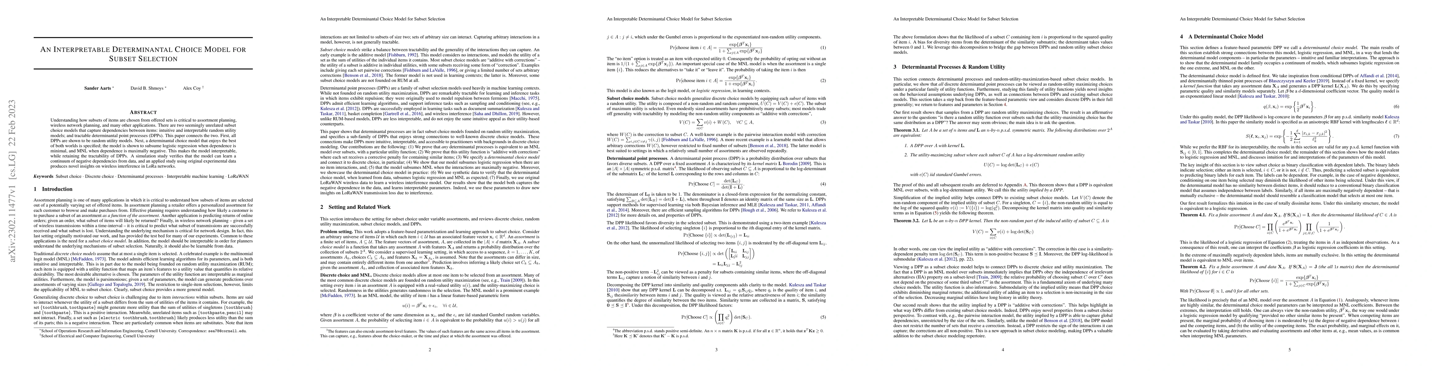 Thumbnail for An Interpretable Determinantal Choice Model for Subset Selection