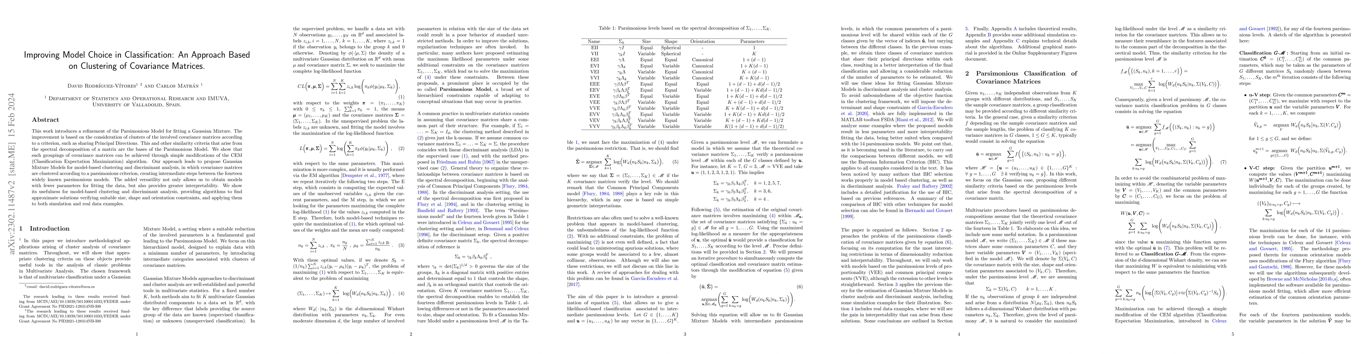 Thumbnail for Improving Model Choice in Classification: An Approach Based on
  Clustering of Covariance Matrices