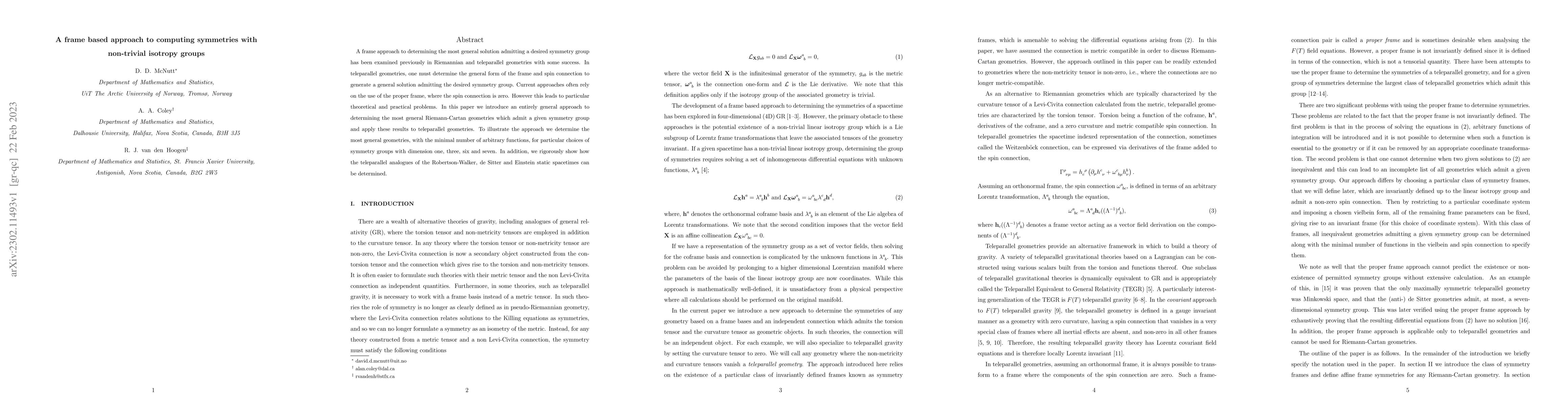 Thumbnail for A frame based approach to computing symmetries with non-trivial isotropy
  groups