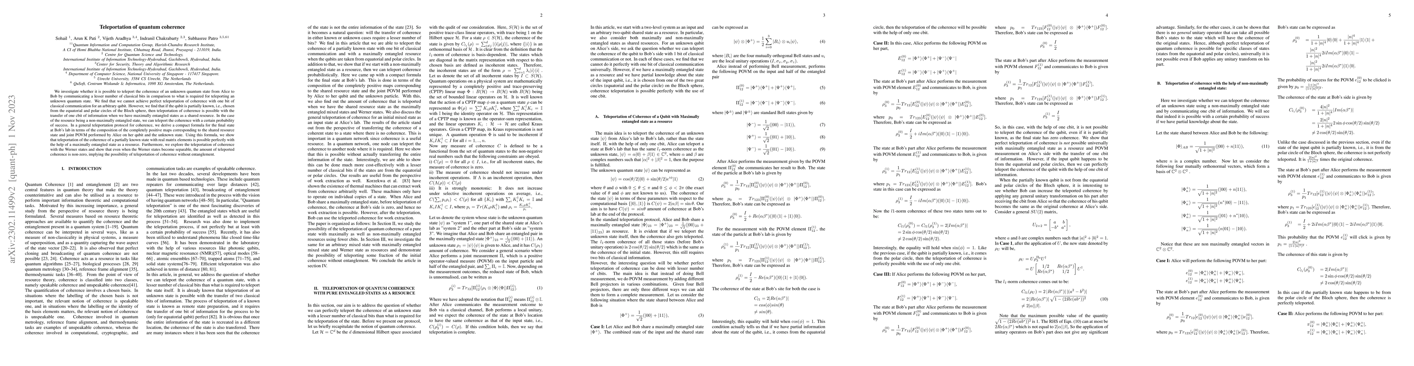 Thumbnail for Teleportation of quantum coherence