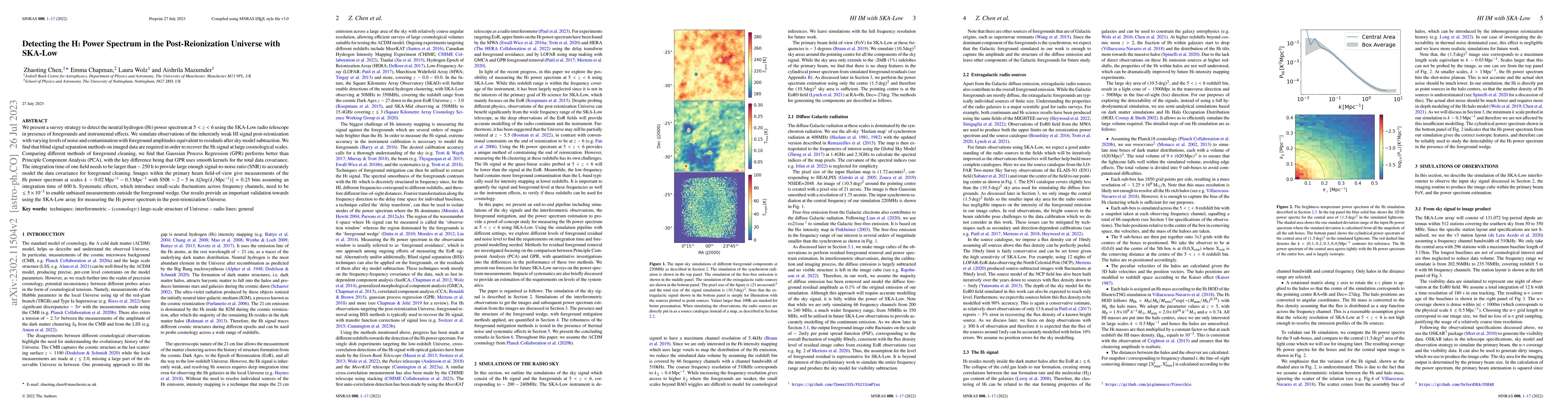 Thumbnail for Detecting the HI Power Spectrum in the Post-Reionization Universe with
  SKA-Low
