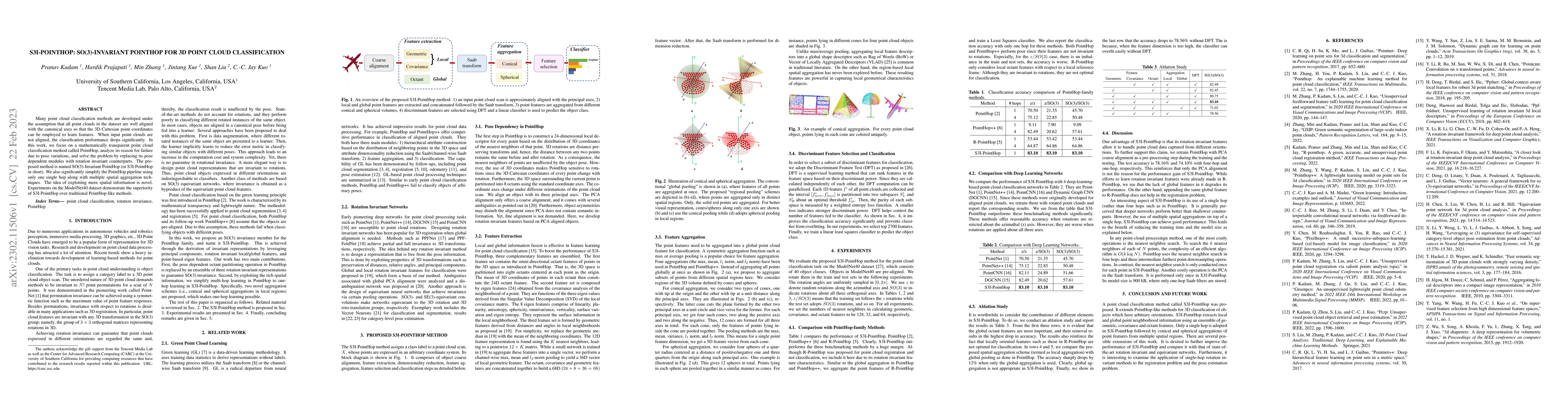 Thumbnail for S3I-PointHop: SO(3)-Invariant PointHop for 3D Point Cloud Classification