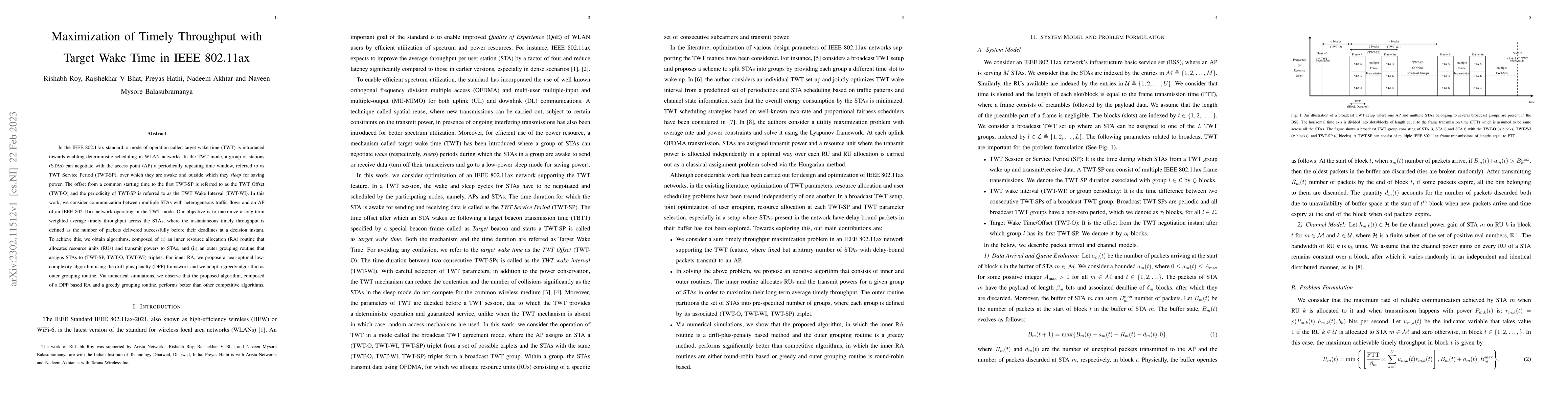 Thumbnail for Maximization of Timely Throughput with Target Wake Time in IEEE 802.11ax