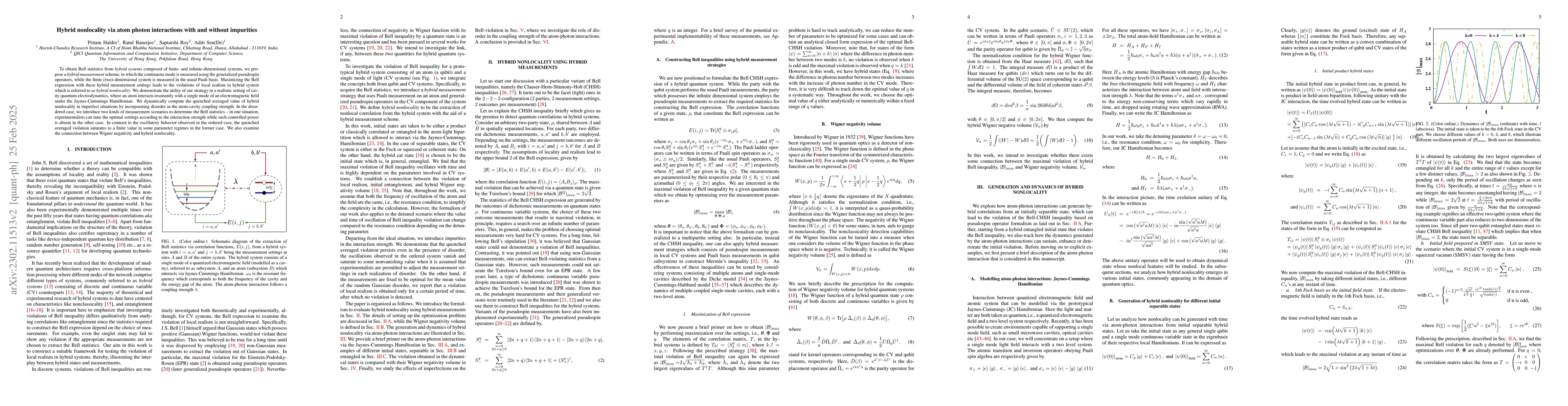 Thumbnail for Hybrid nonlocality via atom photon interactions with and without
  impurities