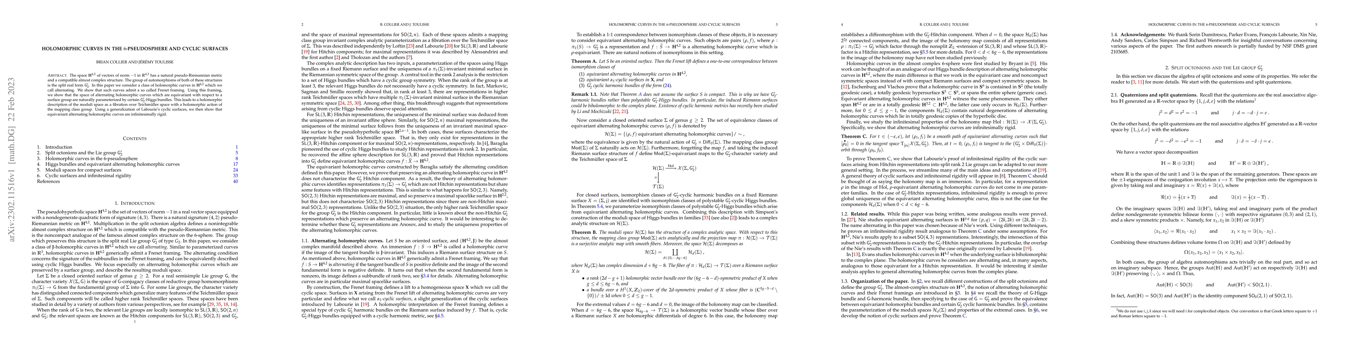 Thumbnail for Holomorphic curves in the 6-pseudosphere and cyclic surfaces