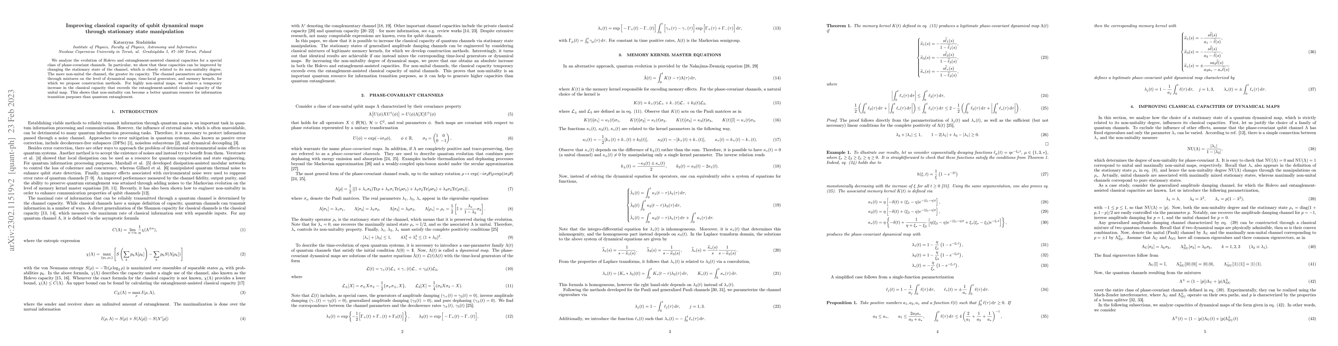 Thumbnail for Improving classical capacity of qubit dynamical maps through stationary
  state manipulation