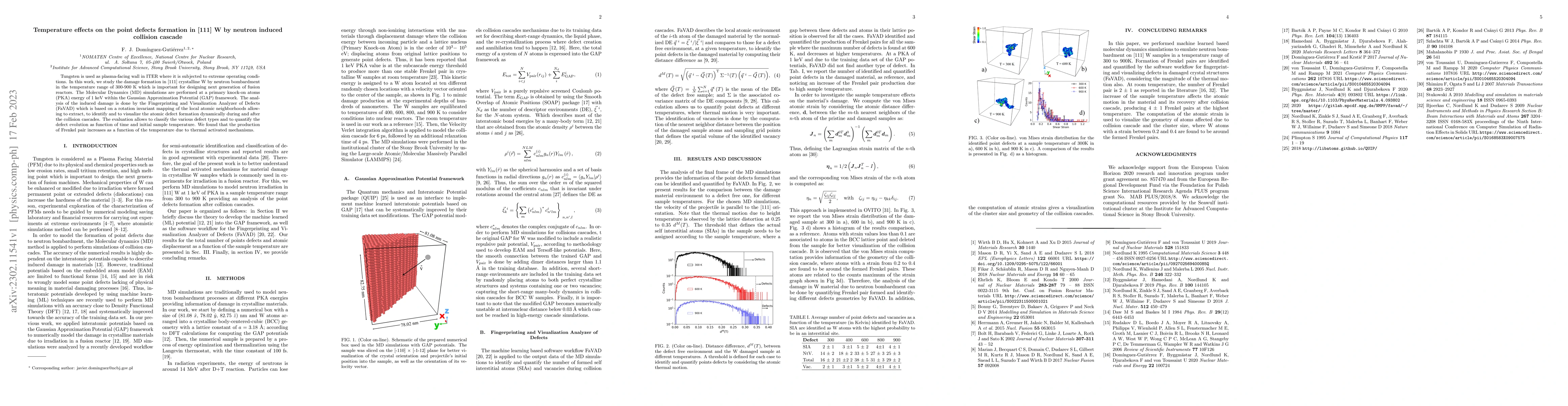 Thumbnail for Temperature effects on the point defects formation in [111] W by neutron
  induced collision cascade