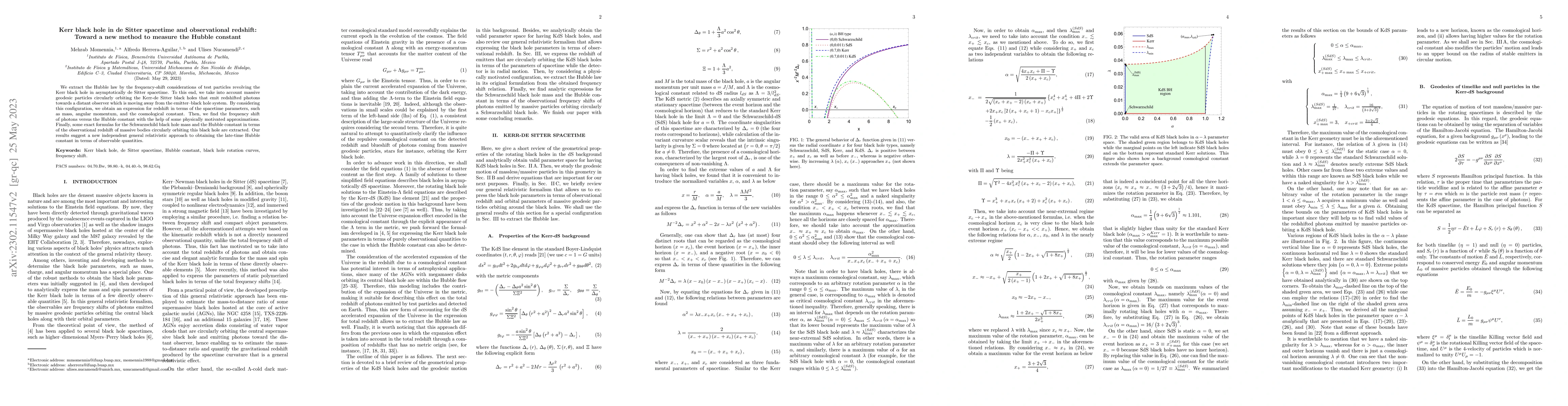 Thumbnail for Kerr black hole in de Sitter spacetime and observational redshift:
  Toward a new method to measure the Hubble constant