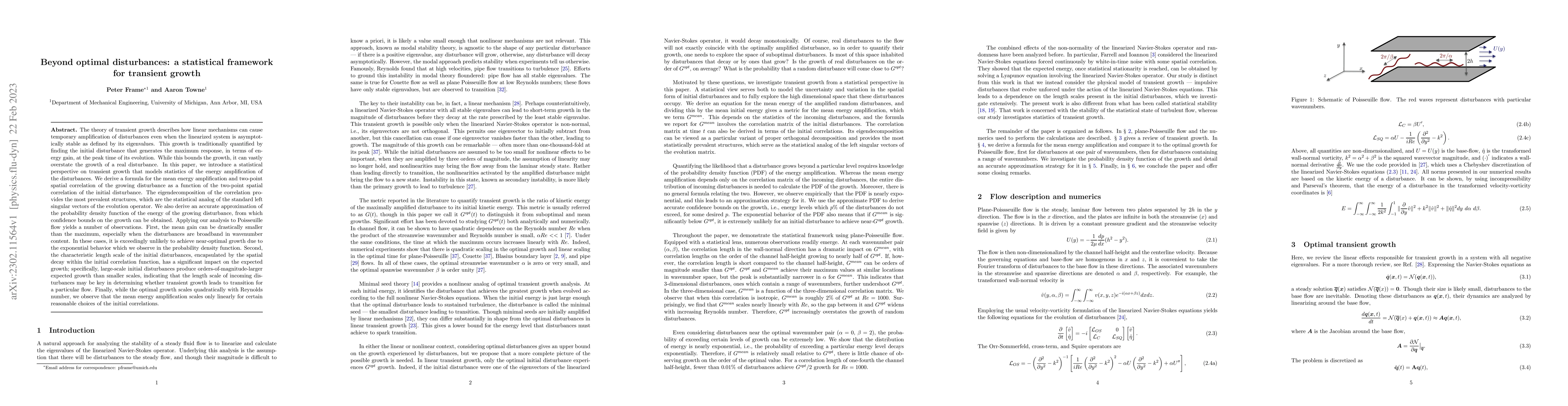 Thumbnail for Beyond optimal disturbances: a statistical framework for transient
  growth