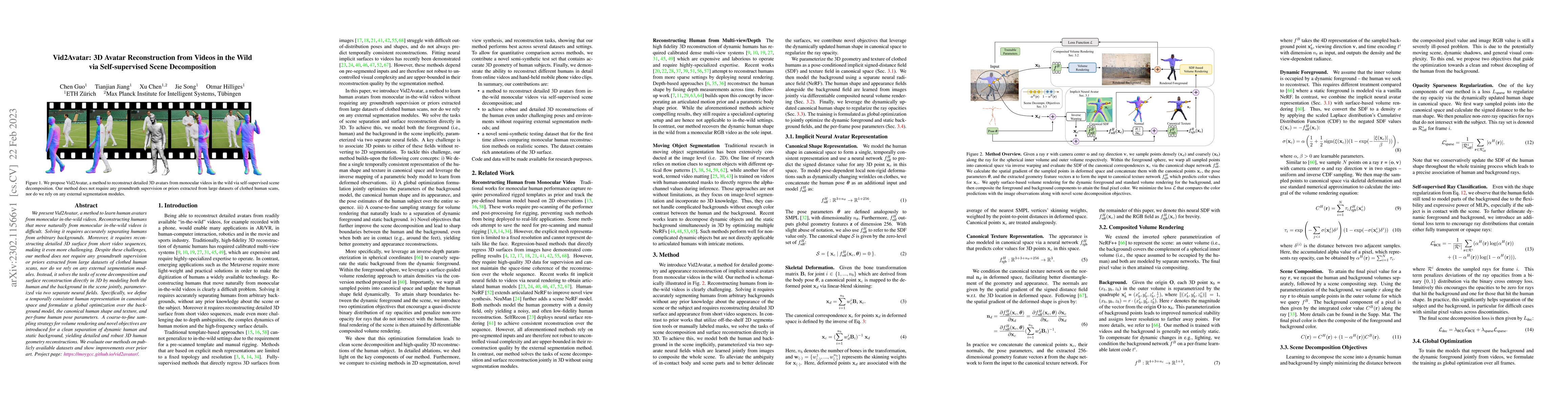 Thumbnail for Vid2Avatar: 3D Avatar Reconstruction from Videos in the Wild via
  Self-supervised Scene Decomposition