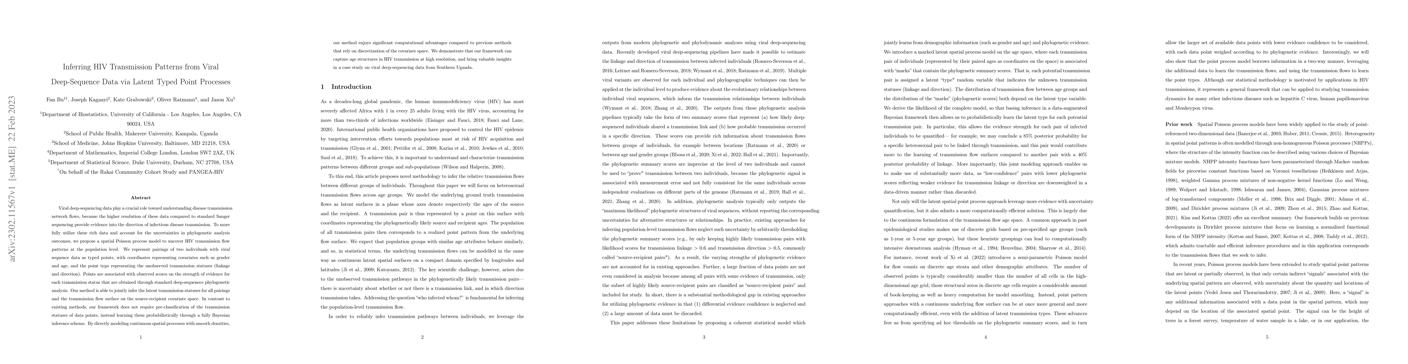 Thumbnail for Inferring HIV Transmission Patterns from Viral Deep-Sequence Data via
  Latent Typed Point Processes