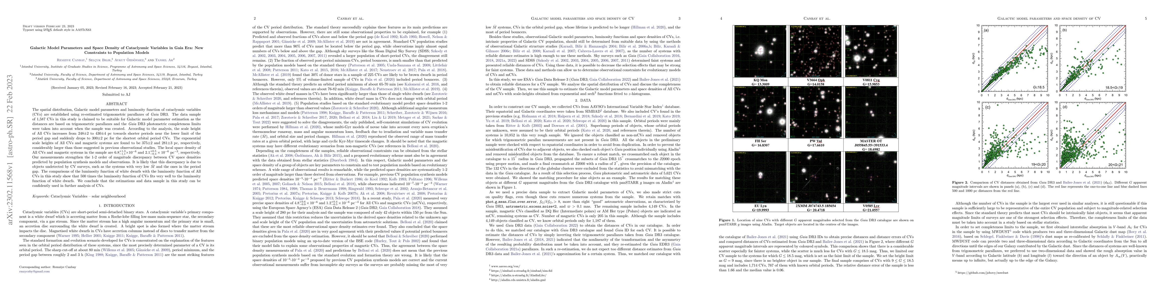 Thumbnail for Galactic Model Parameters and Space Density of Cataclysmic Variables in
  Gaia Era: New Constraints to Population Models