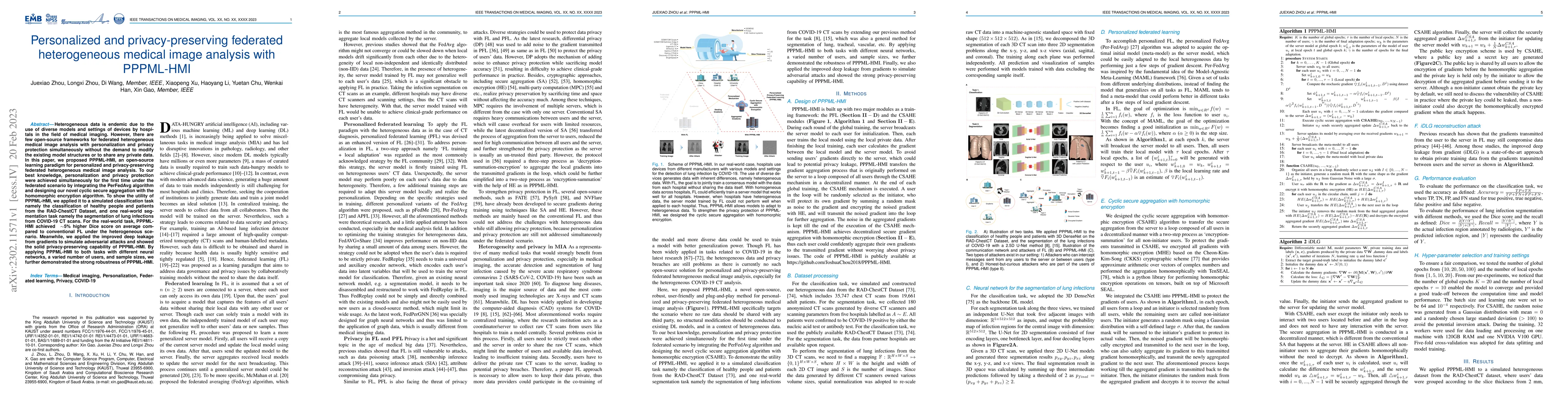 Thumbnail for Personalized and privacy-preserving federated heterogeneous medical
  image analysis with PPPML-HMI