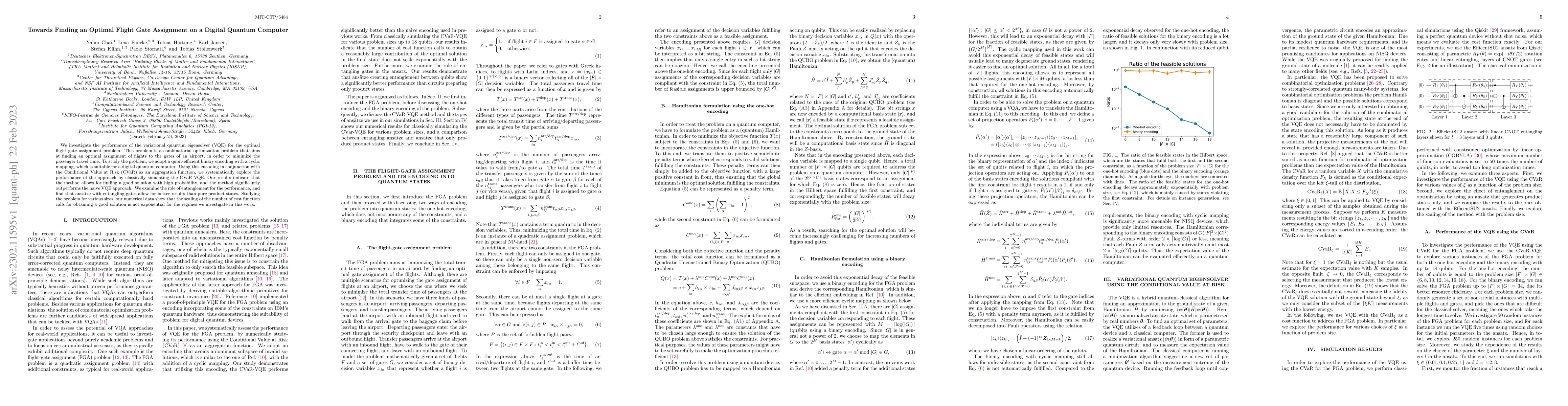 Thumbnail for Towards Finding an Optimal Flight Gate Assignment on a Digital Quantum
  Computer