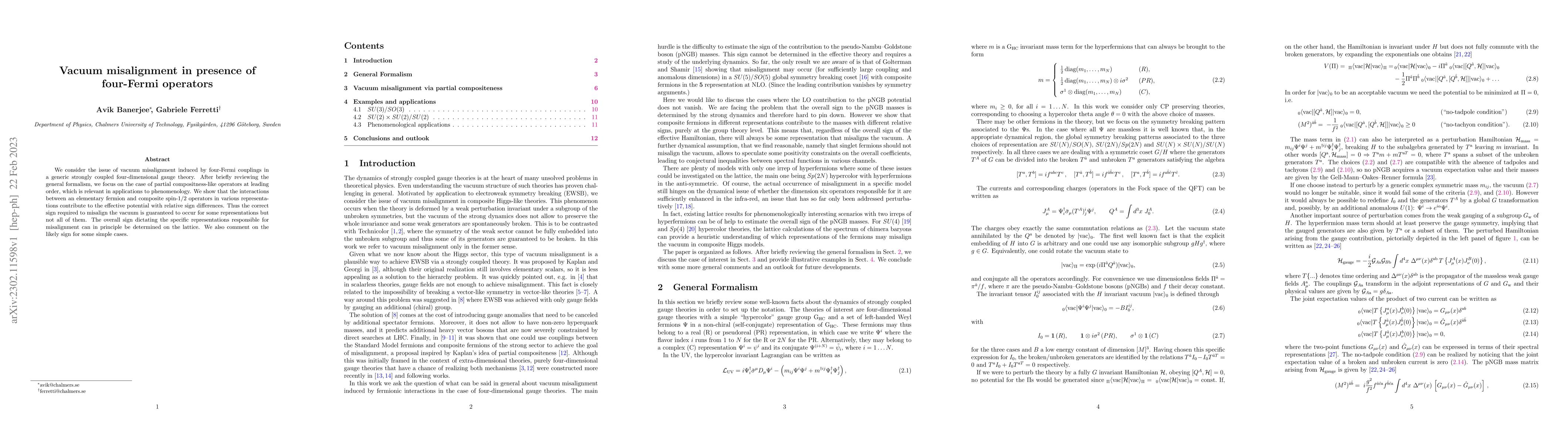 Thumbnail for Vacuum misalignment in presence of four-Fermi operators
