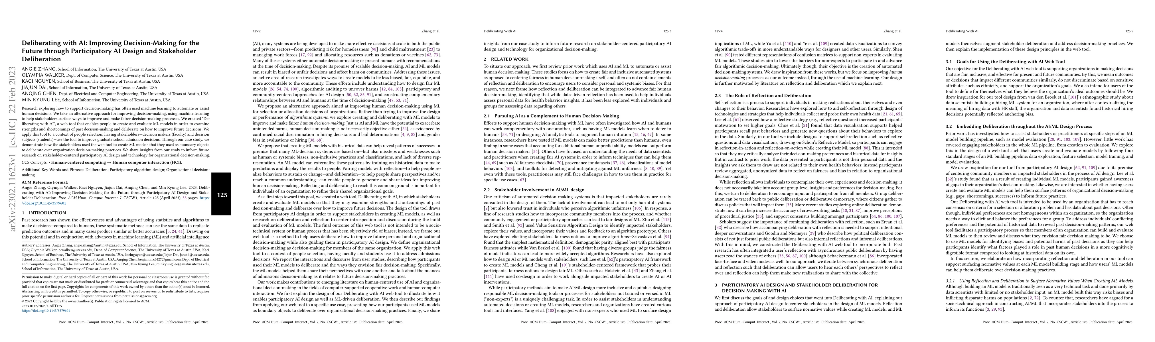 Thumbnail for Deliberating with AI: Improving Decision-Making for the Future through
  Participatory AI Design and Stakeholder Deliberation