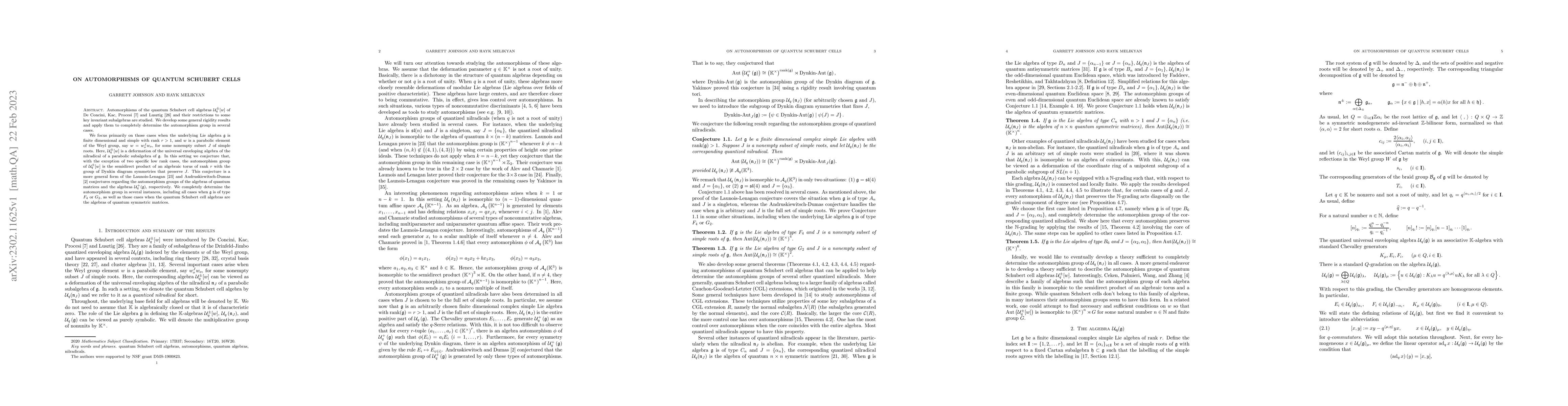 Thumbnail for On automorphisms of quantum Schubert cells