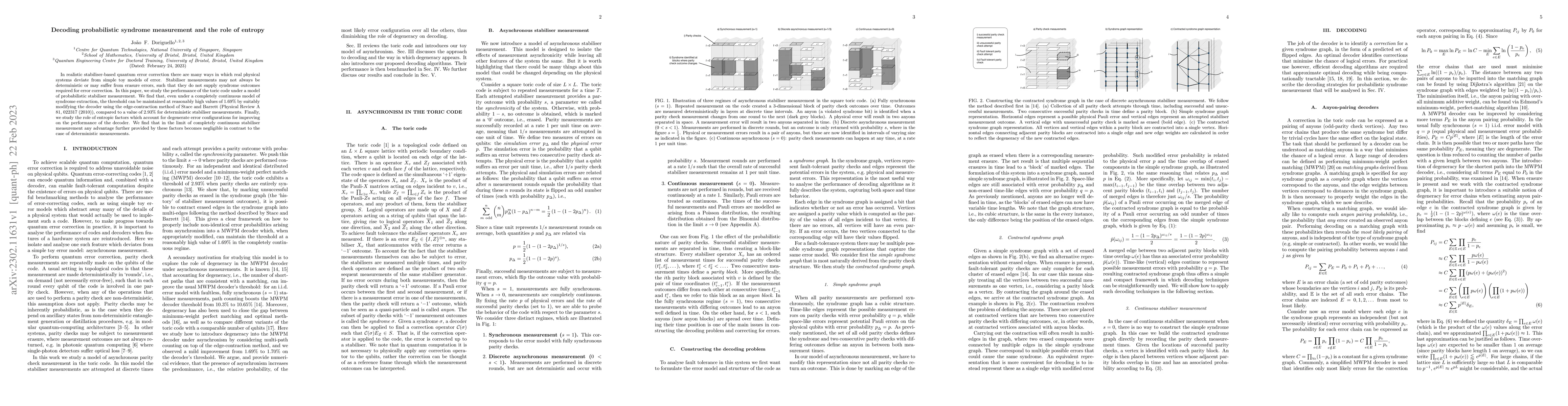 Thumbnail for Decoding probabilistic syndrome measurement and the role of entropy