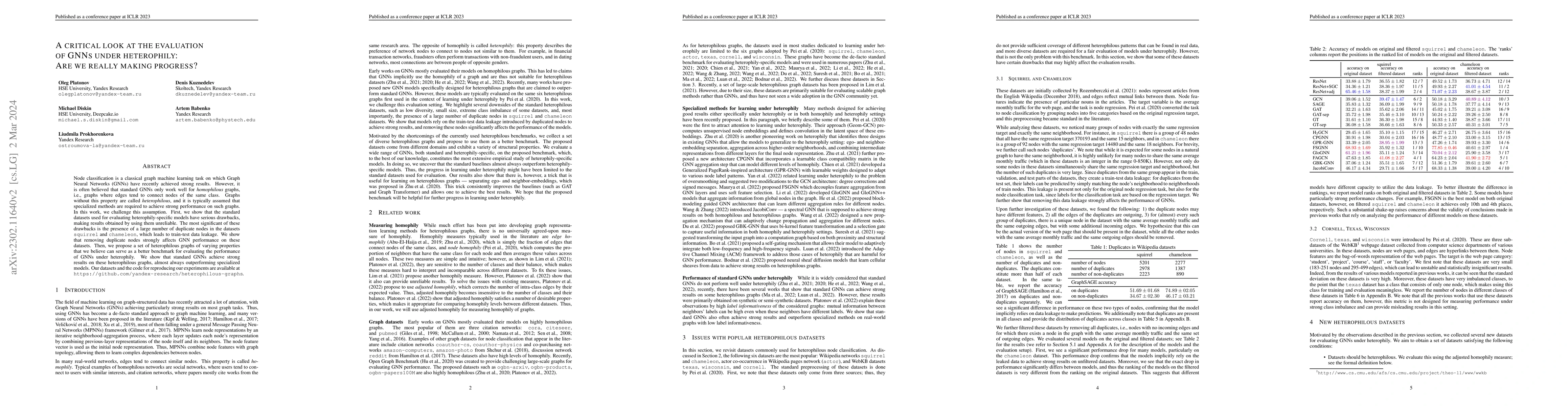 Thumbnail for A critical look at the evaluation of GNNs under heterophily: Are we
  really making progress?