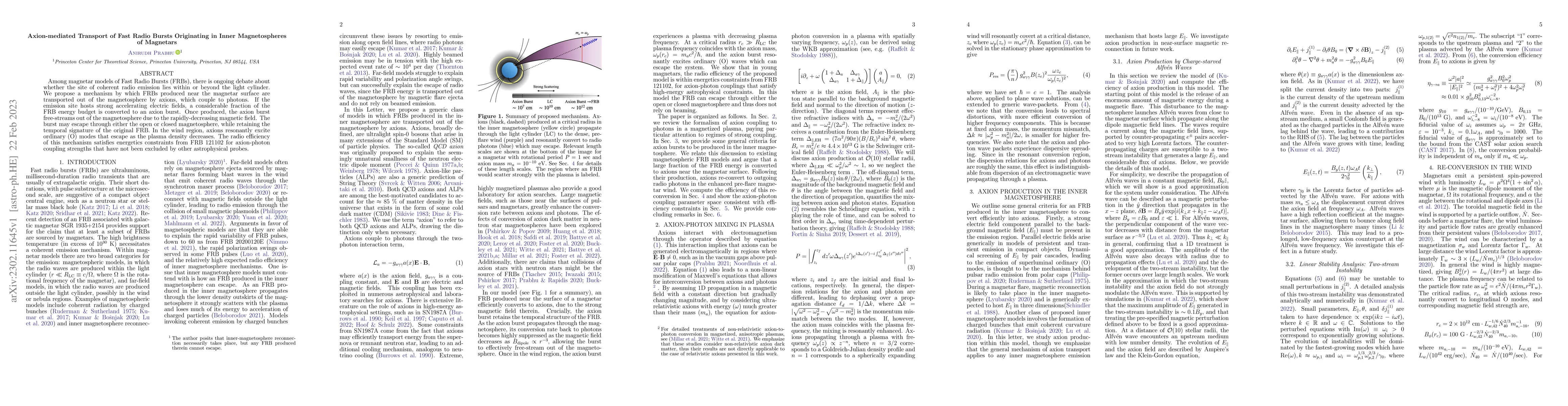 Thumbnail for Axion-mediated Transport of Fast Radio Bursts Originating in Inner
  Magnetospheres of Magnetars