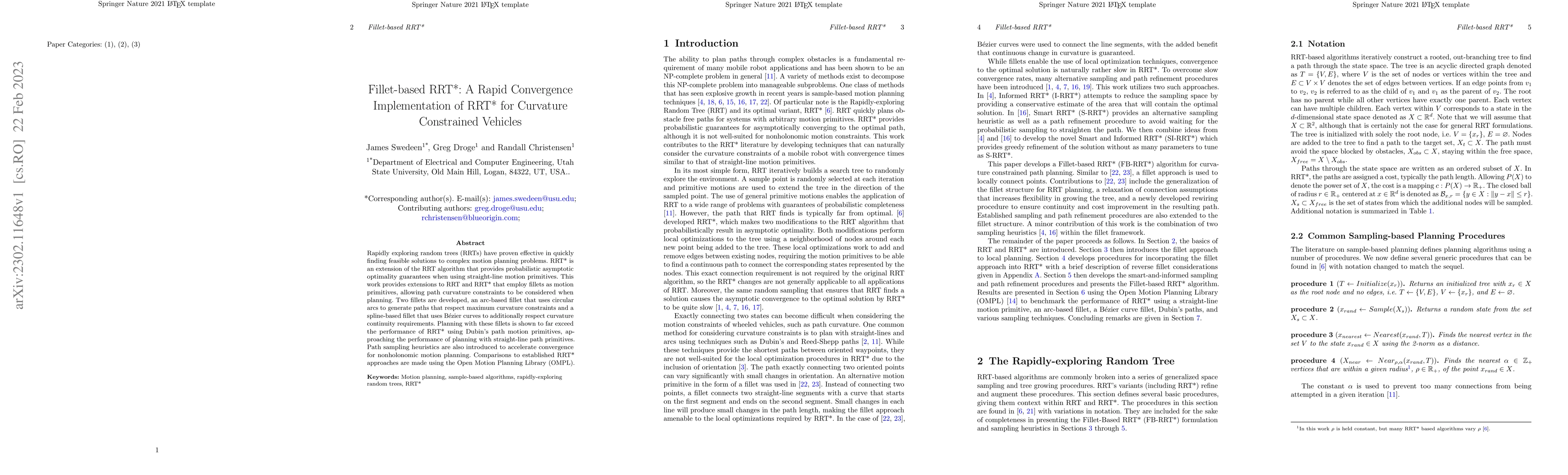 Thumbnail for Fillet-based RRT*: A Rapid Convergence Implementation of RRT* for
  Curvature Constrained Vehicles