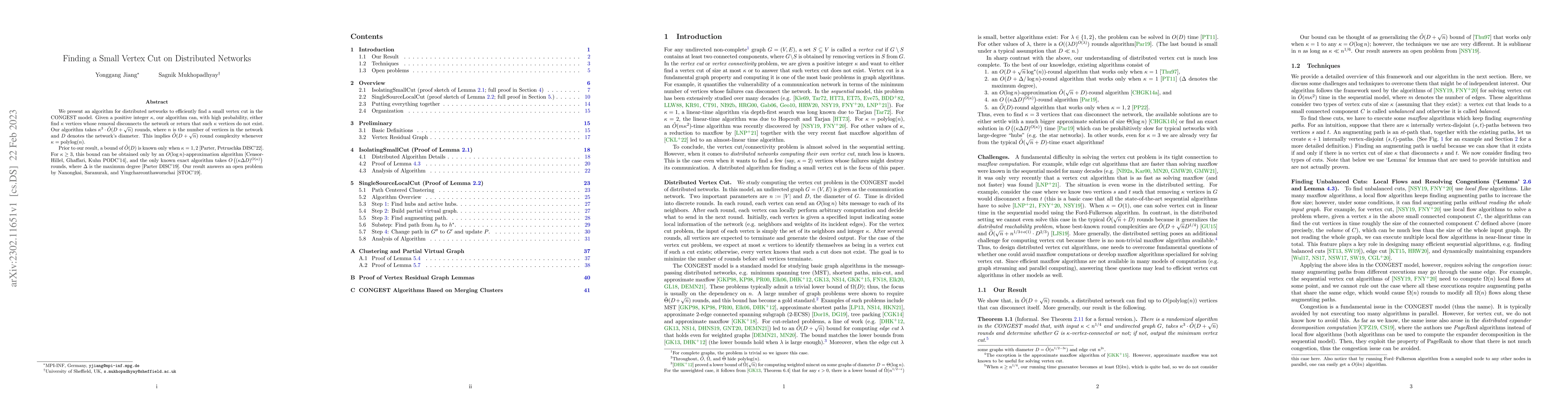 Thumbnail for Finding a Small Vertex Cut on Distributed Networks