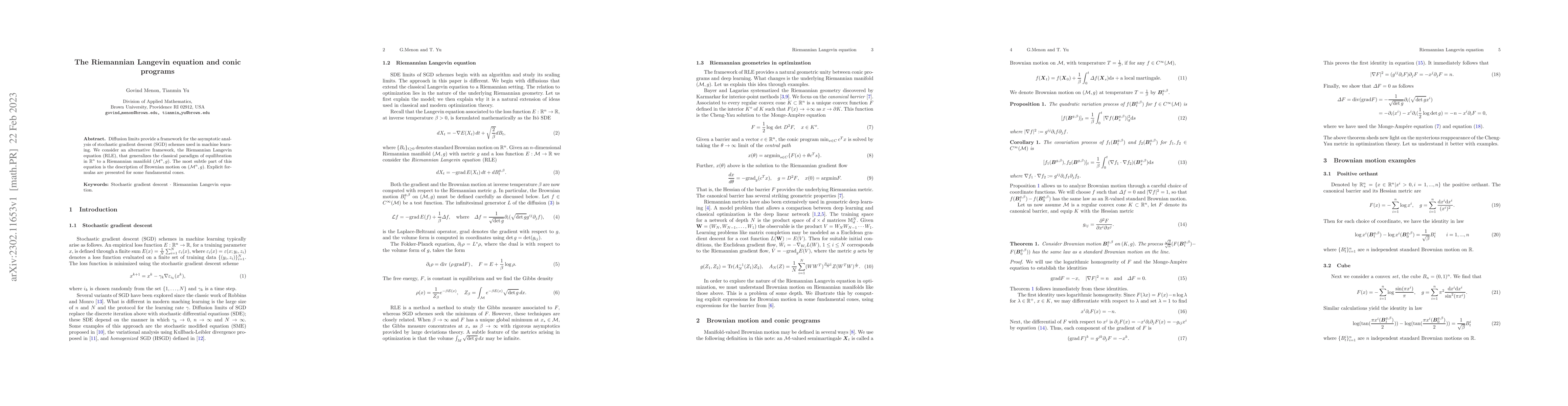 Thumbnail for The Riemannian Langevin equation and conic programs