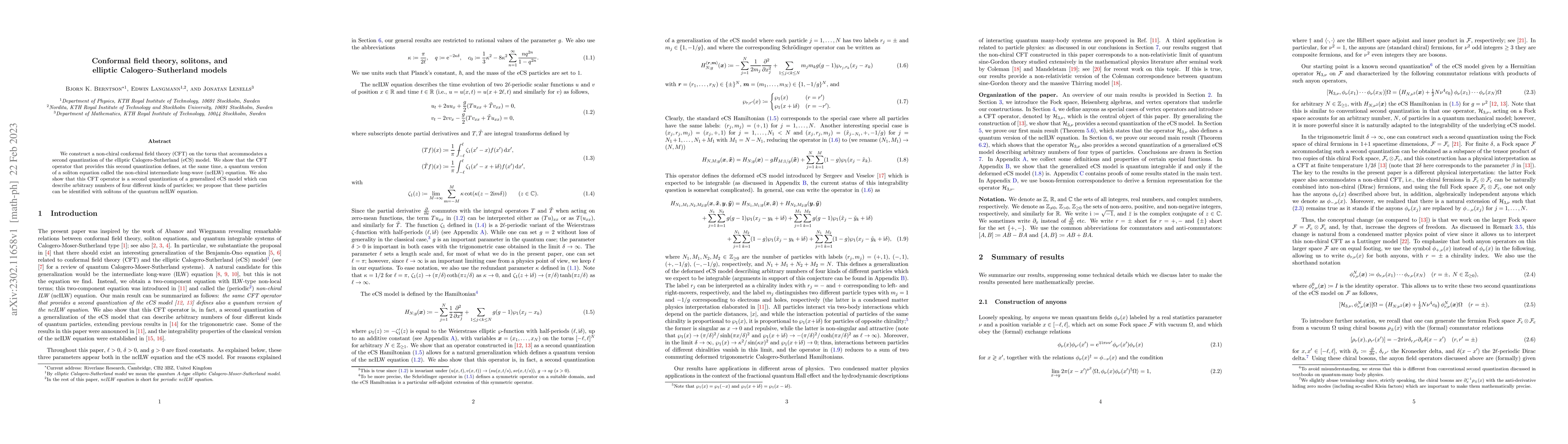 Thumbnail for Conformal field theory, solitons, and elliptic Calogero--Sutherland
  models