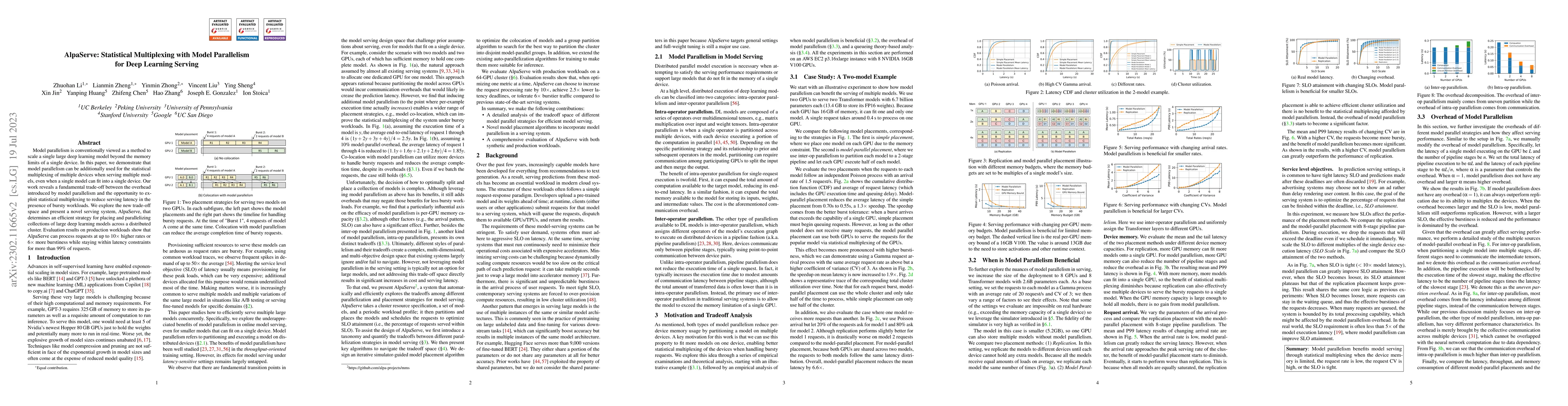 Thumbnail for AlpaServe: Statistical Multiplexing with Model Parallelism for Deep
  Learning Serving