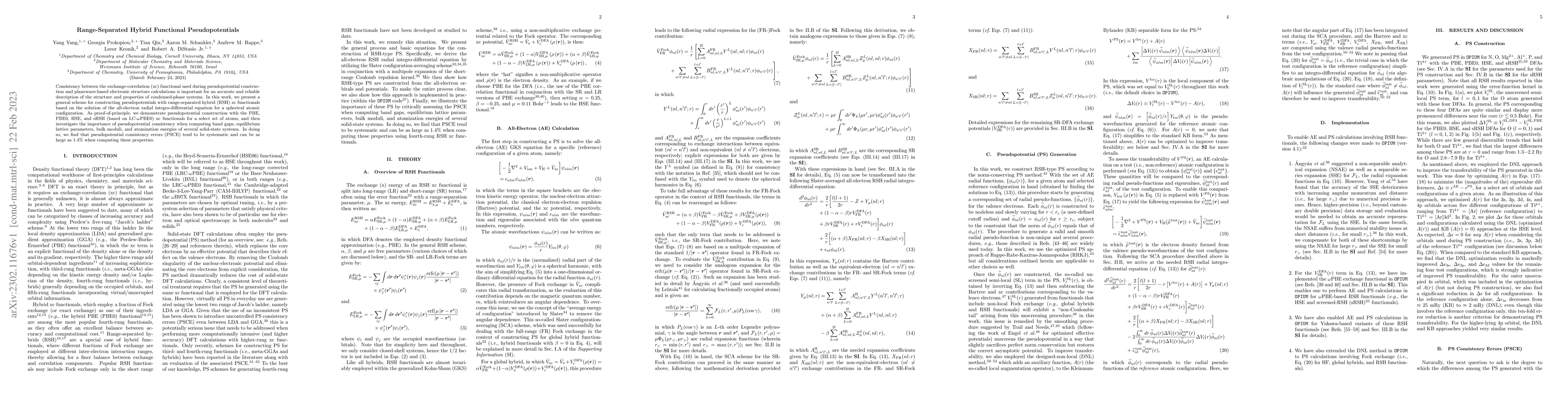 Thumbnail for Range-Separated Hybrid Functional Pseudopotentials