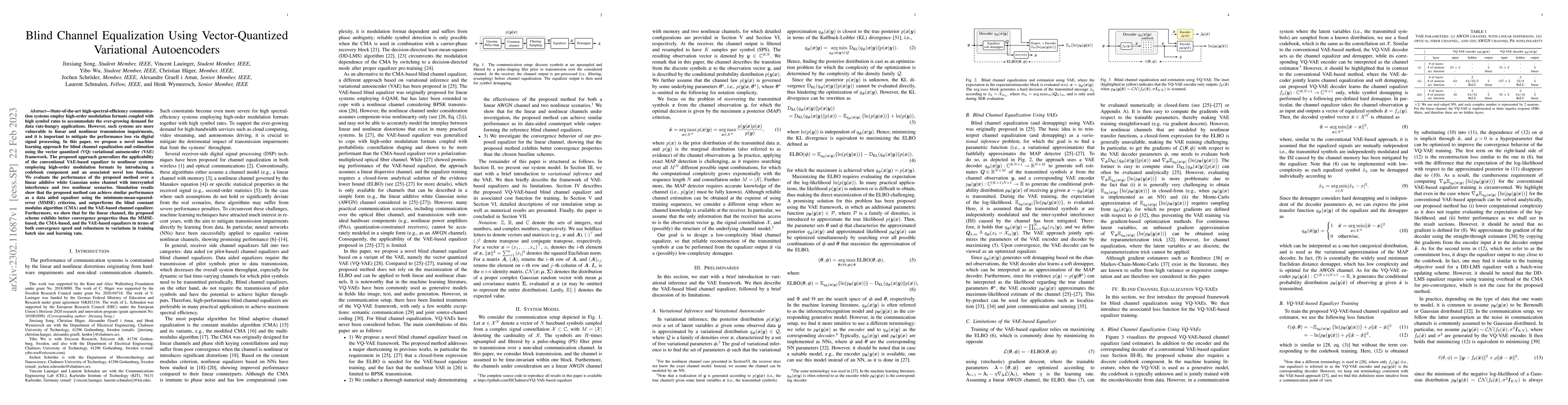 Thumbnail for Blind Channel Equalization Using Vector-Quantized Variational
  Autoencoders