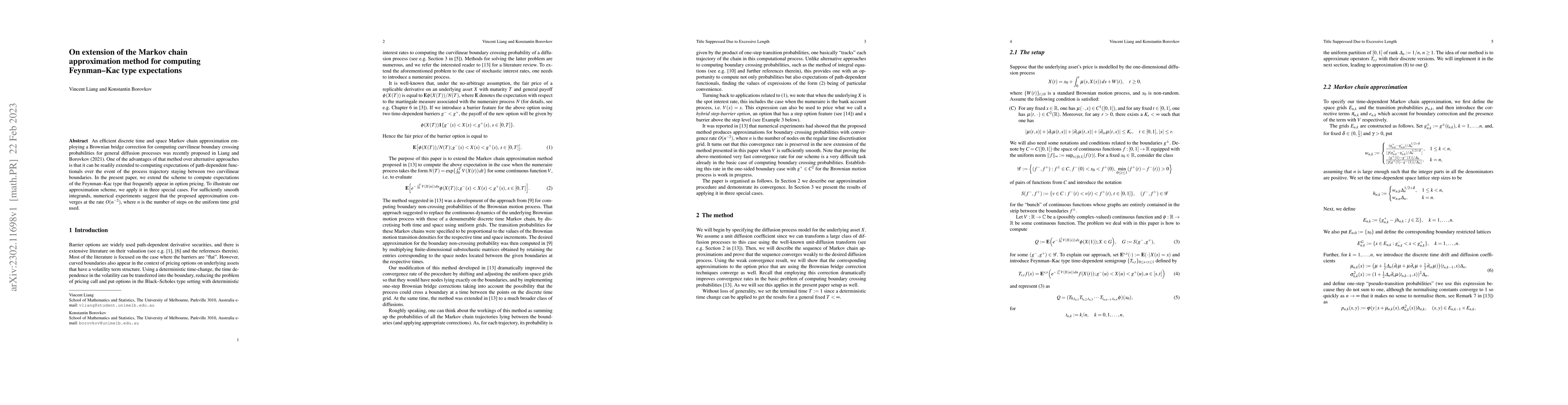 Thumbnail for On extension of the Markov chain approximation method for computing
  Feynman--Kac type expectations