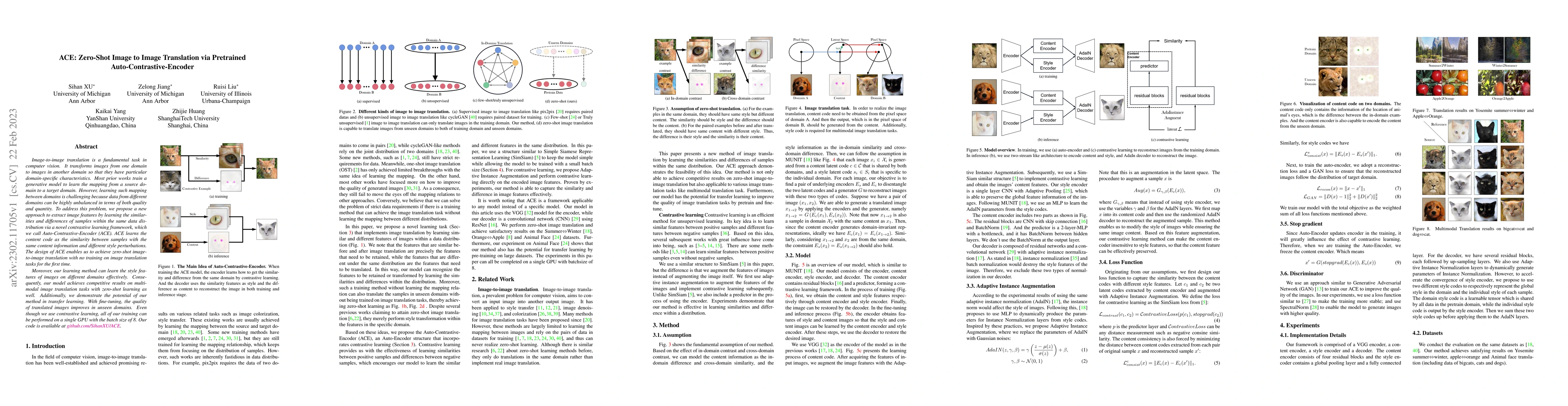 Thumbnail for ACE: Zero-Shot Image to Image Translation via Pretrained
  Auto-Contrastive-Encoder