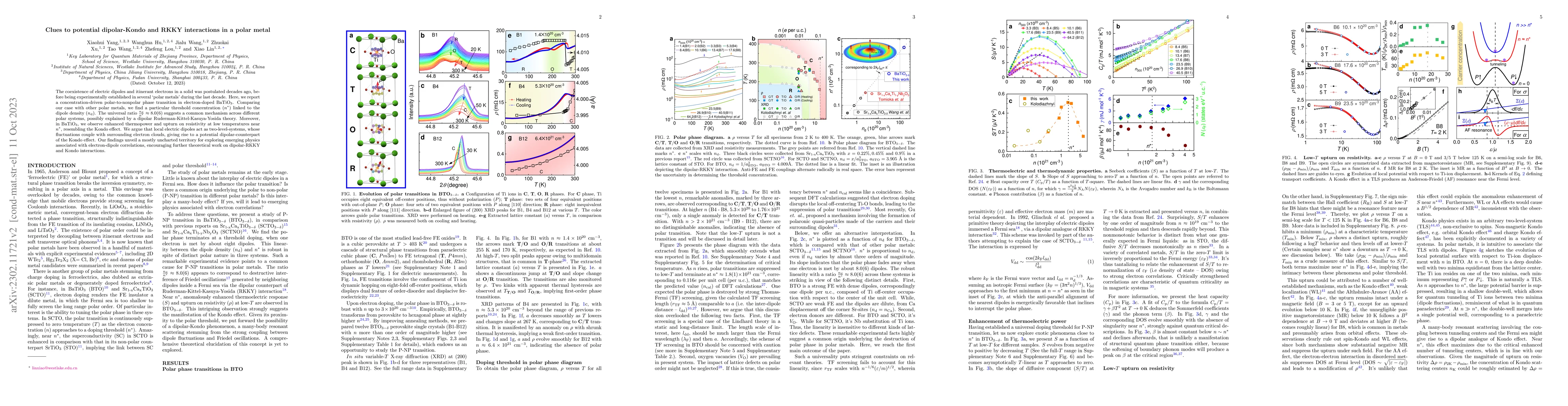 Thumbnail for Clues to potential dipolar-Kondo and RKKY interactions in a polar metal