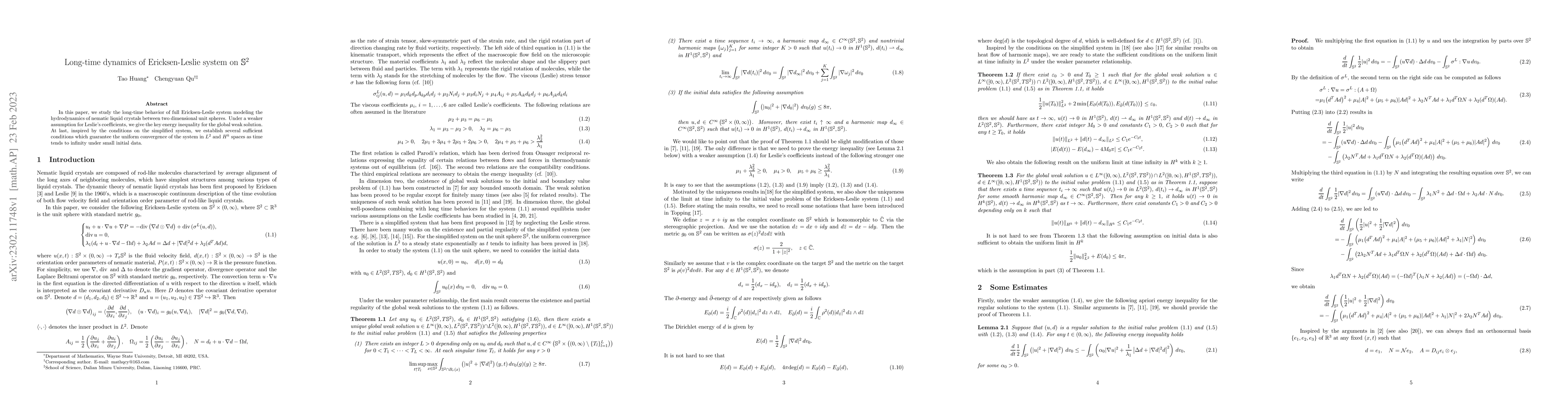 Thumbnail for Long-time dynamics of Ericksen-Leslie system on $\mathbb S^2$