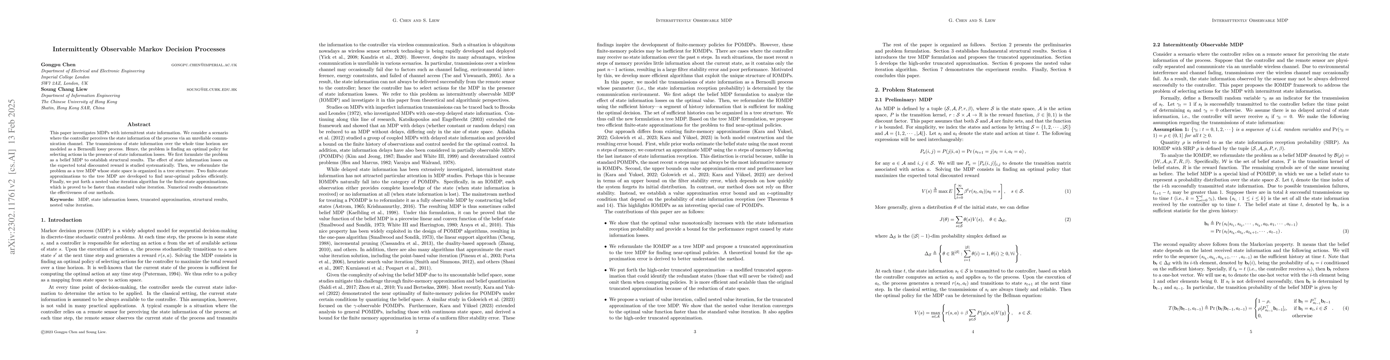 Thumbnail for Intermittently Observable Markov Decision Processes